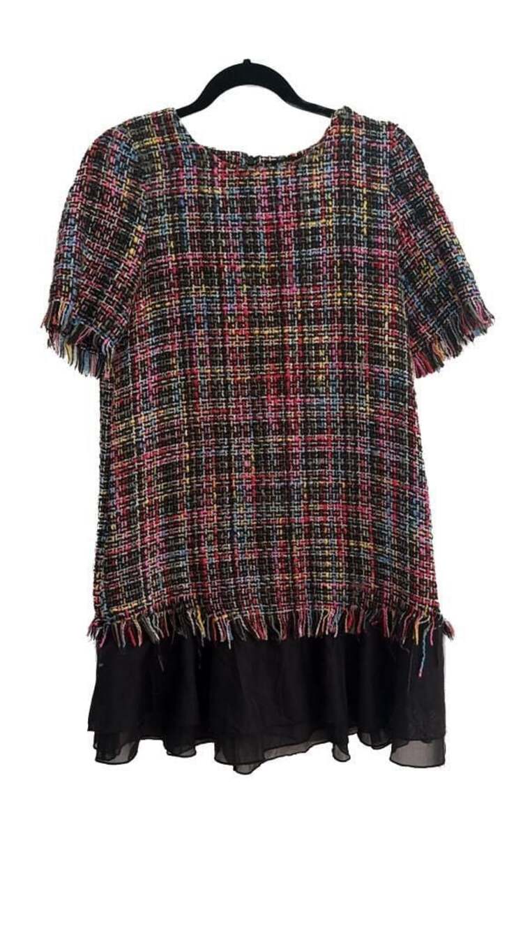 SHEIN Multicolor Tweed Frayed Hem Dress Size XS